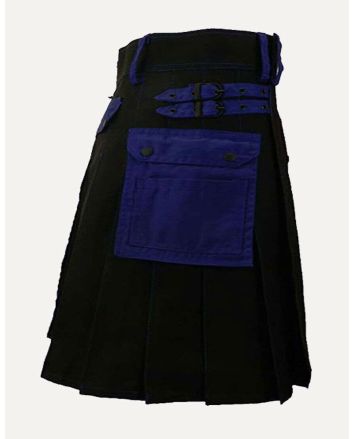 black and blue utility kilt
