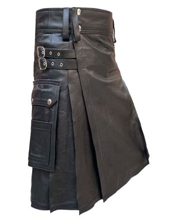 Black Fashion Leather Kilt