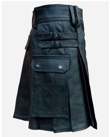 Cargo Pocket Leather Kilt