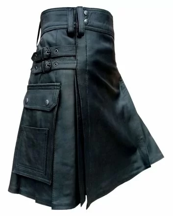 Cargo Pocket Leather Kilt