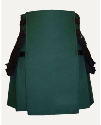 Green Kilt With Black Cargo Pockets