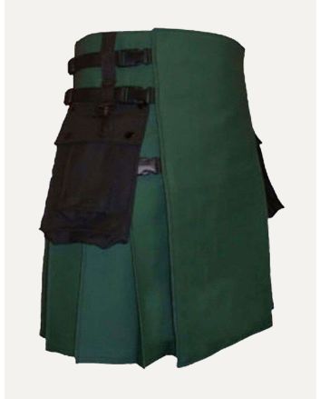 Green Kilt With Black Cargo Pockets