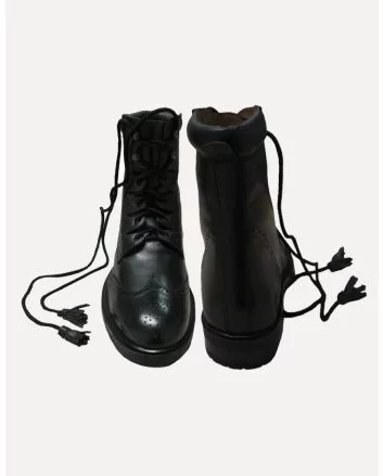 Thistle Scottish Black Leather Ghillie Kilt Shoes