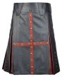 Black & Brown Leather Kilt Front