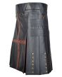 Black & Brown Leather Kilt Left Side