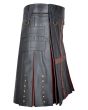 Black & Brown Leather Kilt Side