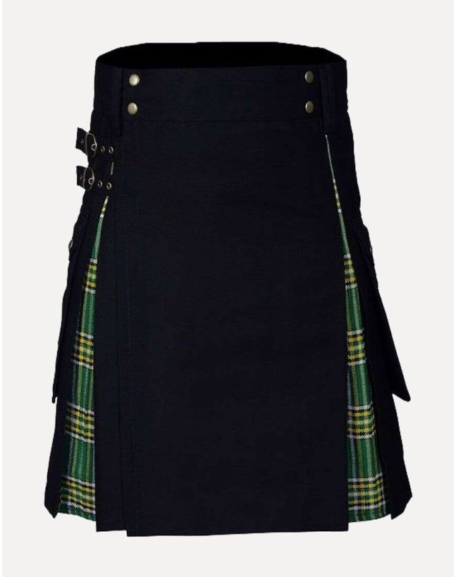 black cotton irish tartan hybrid kilt