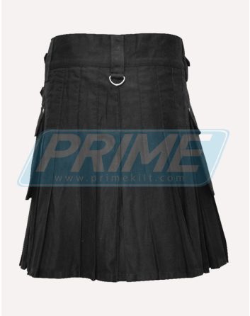 3 Straps Black Women Utility Kilt