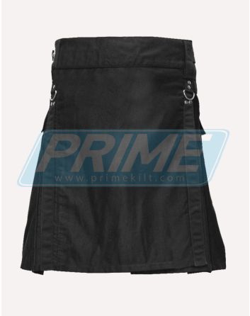 3 Straps Black Women Utility Kilt