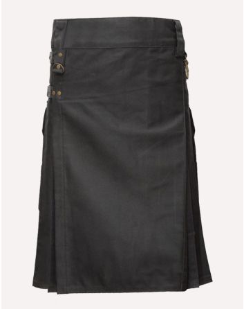 Black 4 Leather Closing Straps Utility Kilt