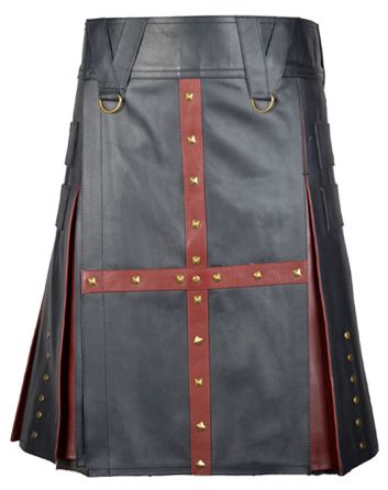 Black & Brown Leather Kilt Front