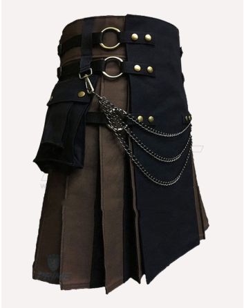 Black and Brown Cargo Hybrid Utility Kilt