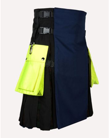 Black and Navy Blue Canvas Hybrid Utility Kilt