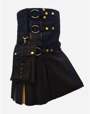 Black And Khaki Hybrid Kilt