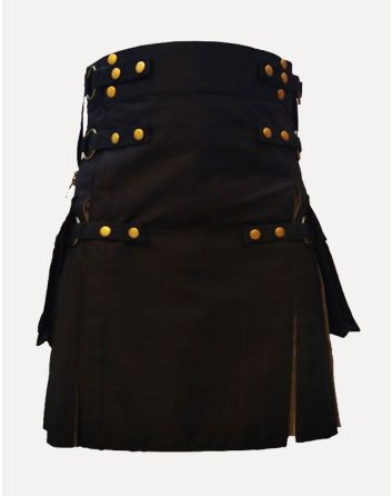 Black And Khaki Hybrid Kilt