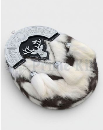Black and White Full Dress Rabbit Fur Sporran