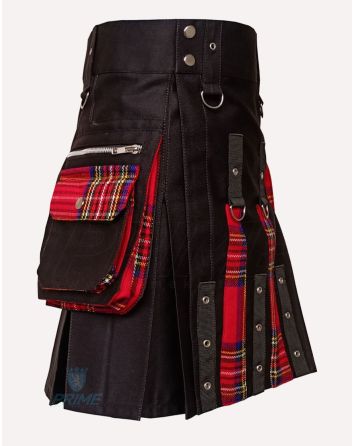 Black Box Plaited Utility Fashion Kilt for Men