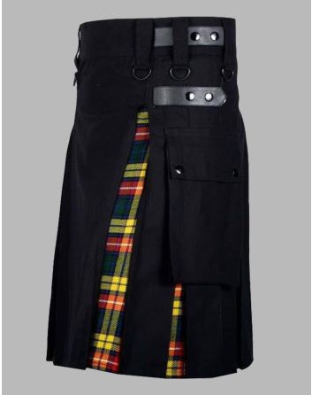 Black Cotton Buchanan Tartan Hybrid Kilt
