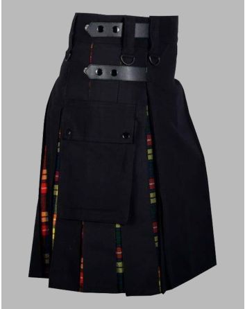Black Cotton Buchanan Tartan Hybrid Kilt