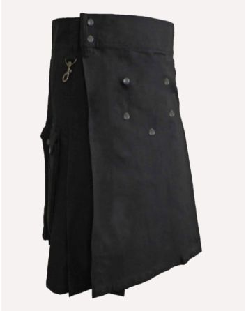 Black Long Womens Utility Kilt
