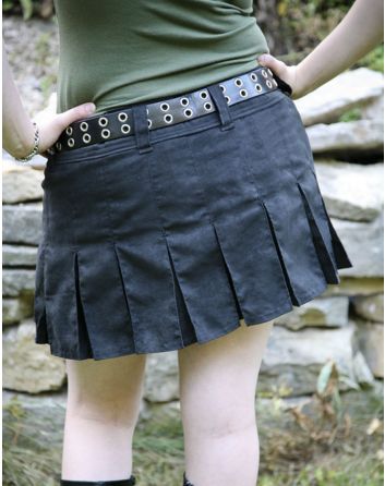 Womens Black Mini Utility Kilt