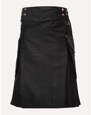 Black Modern Utility Kilt For Men