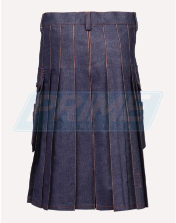 Blue Denim Red Stitched Utility Kilt