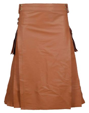 Brown Fashion Leather Kilt 