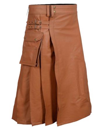 Brown Fashion Leather Kilt 