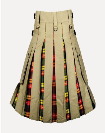 buchanan tartan and khaki hybrid kilt