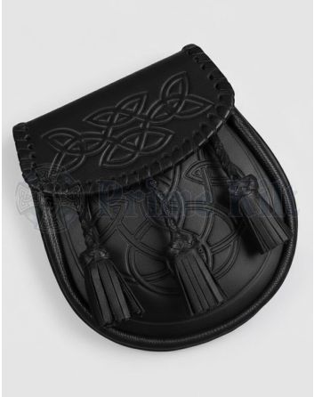 Celtic Black Leather Sporran