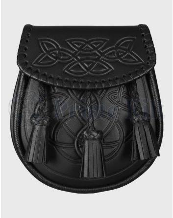 Celtic Black Leather Sporran