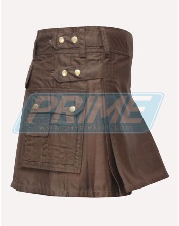 Chocolate Brown Back Pocket Utility Kilt