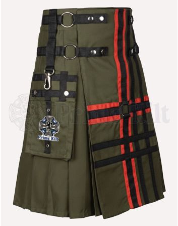 Deluxe Olive Cotton Heavy Duty Hybrid Utility Kilt