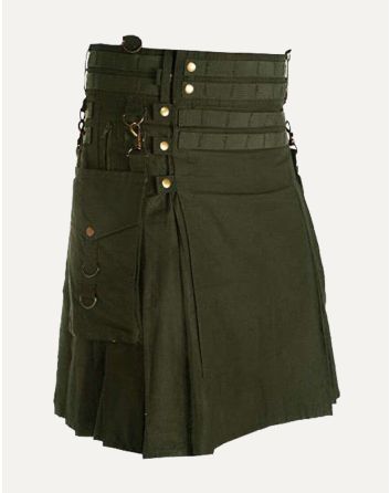 Olive Green Modern Utility Kilt