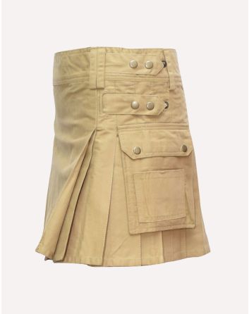 Khaki Cargo Style Utility Kilt