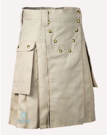 Khaki Classic Cotton Utility Kilt