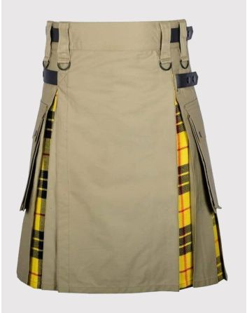 Khaki MacLeod of Lewis Tartan Hybrid Utility Kilt
