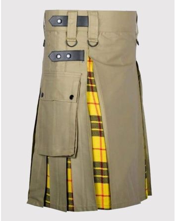 Khaki MacLeod of Lewis Tartan Hybrid Utility Kilt