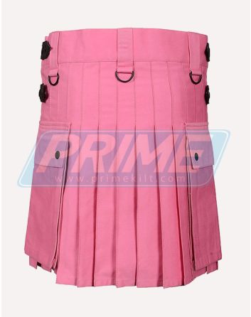 Leather Straps Pink Utility Kilt 