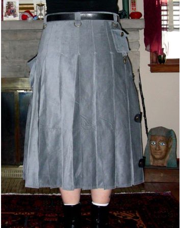 Women Long Grey Utility Kilt 