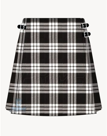 Macfarlane Black and White Tartan Kilt for Women