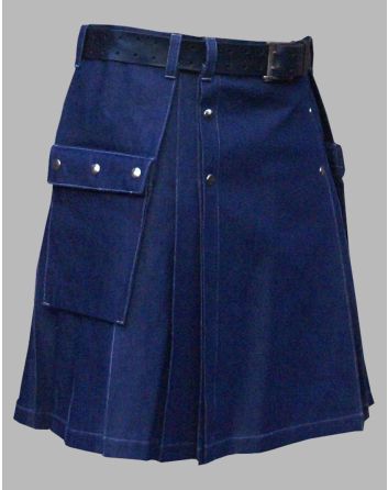 Men Blue Denim Kilt