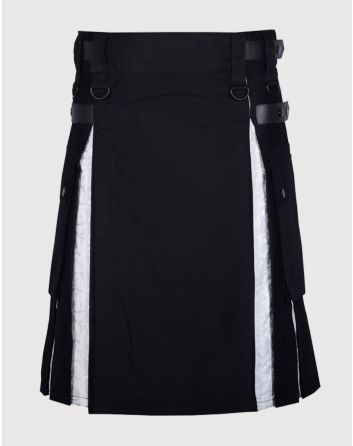 Modern Black Cotton Hybrid Utility Kilt