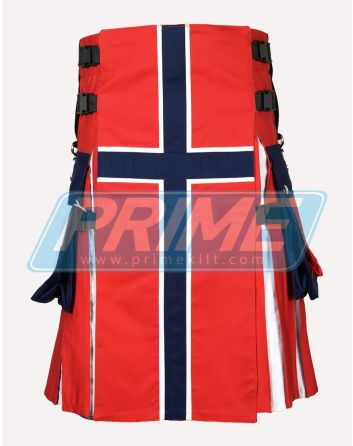 Norwegian Flag Cotton Hybrid Utility Kilt