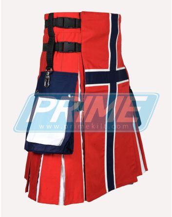 Norwegian Flag Cotton Hybrid Utility Kilt