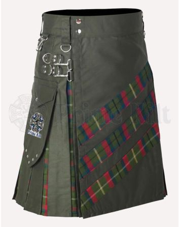 Olive Green Tartan Hybrid Utility Kilt