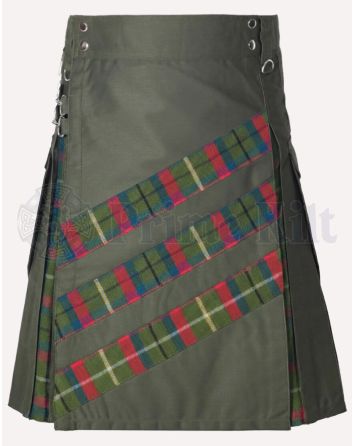 Olive Green Tartan Hybrid Utility Kilt