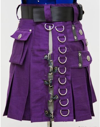 Women Purple Fashion Utility Kilt
