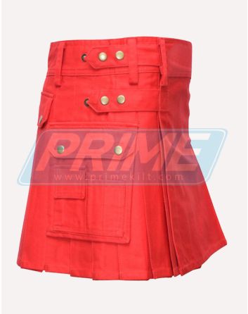 Red Women Short Length Utility Kilt